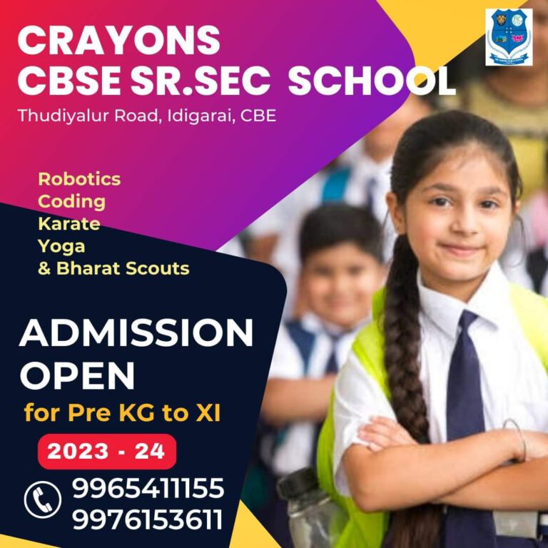 Admissions Open Pre KG XI for 2023 24 Crayons Public School